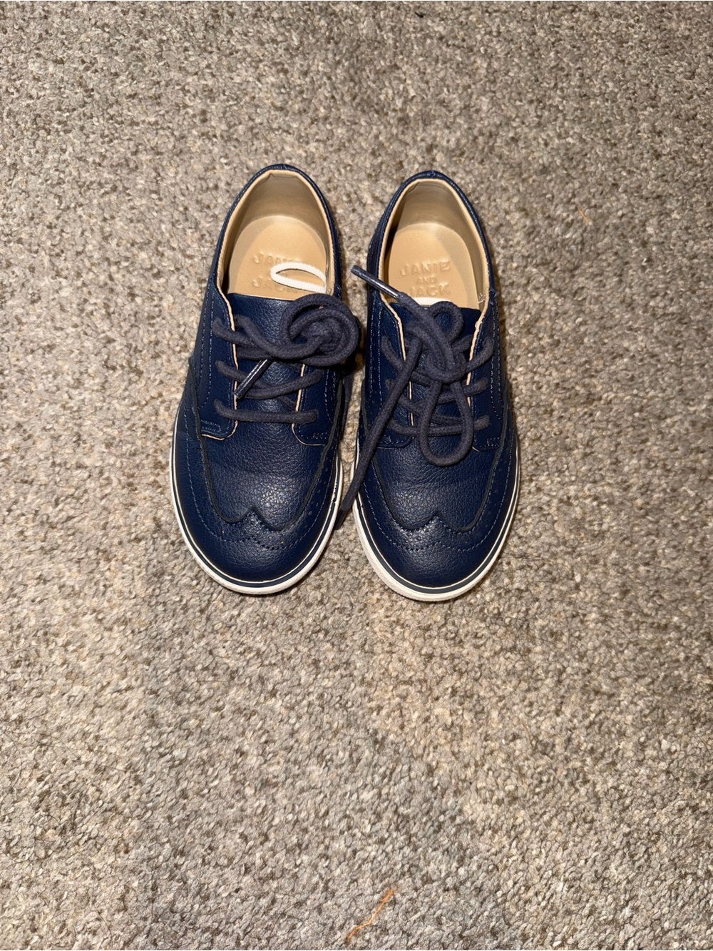 Janie and Jack Navy Leather Wingtip Sneakers